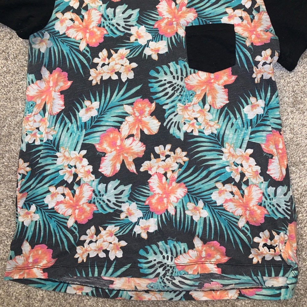 PINK Victorias Secret Orange, Green & Black Tropical shirt size S - Picture 6 of 9
